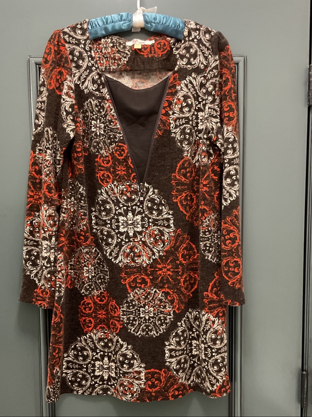 Anthropologie Aryeh brown, orange, and cream Medallion Patterned dress/tunic